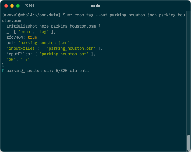 mr-cli processing the OSM data