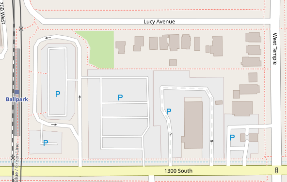 parking lot in rendered OSM map